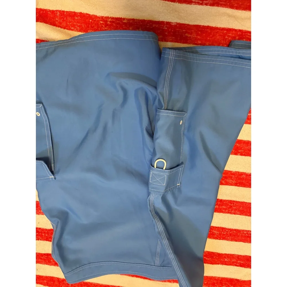 Beach Rays Blue Cargo Board Shorts Swim Trunks Size 9 White Contrast Stitching
